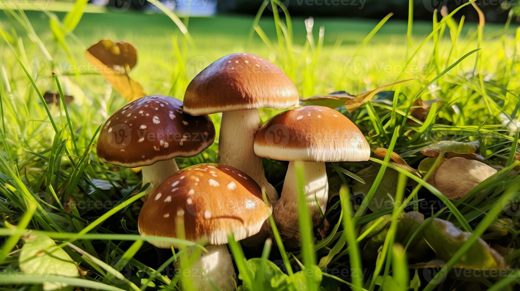 bosque hongos en un claro. ai generado. foto