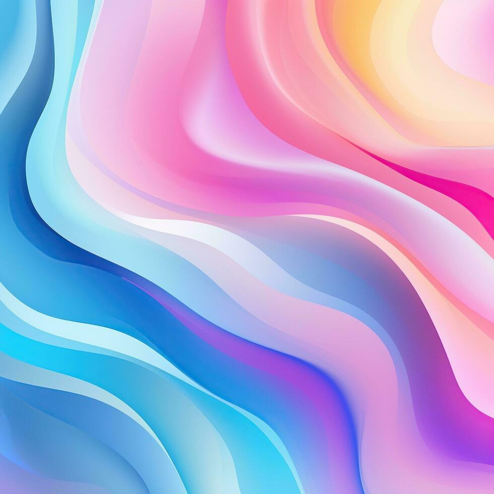 Multicolored gradient background. Abstract lines, waves, liquid effect, plastic, fabric. Banner, poster, wallpaper. Generative AI photo