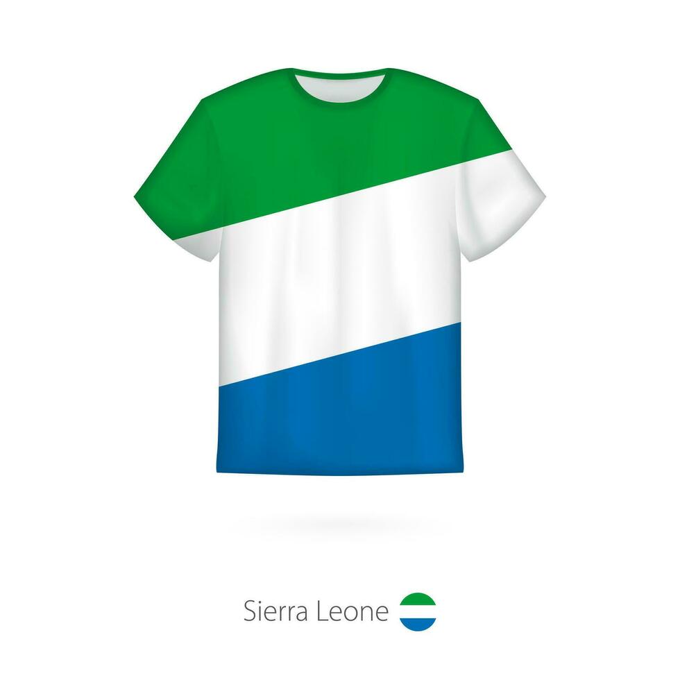 T-shirt design with flag of Sierra Leone. vector