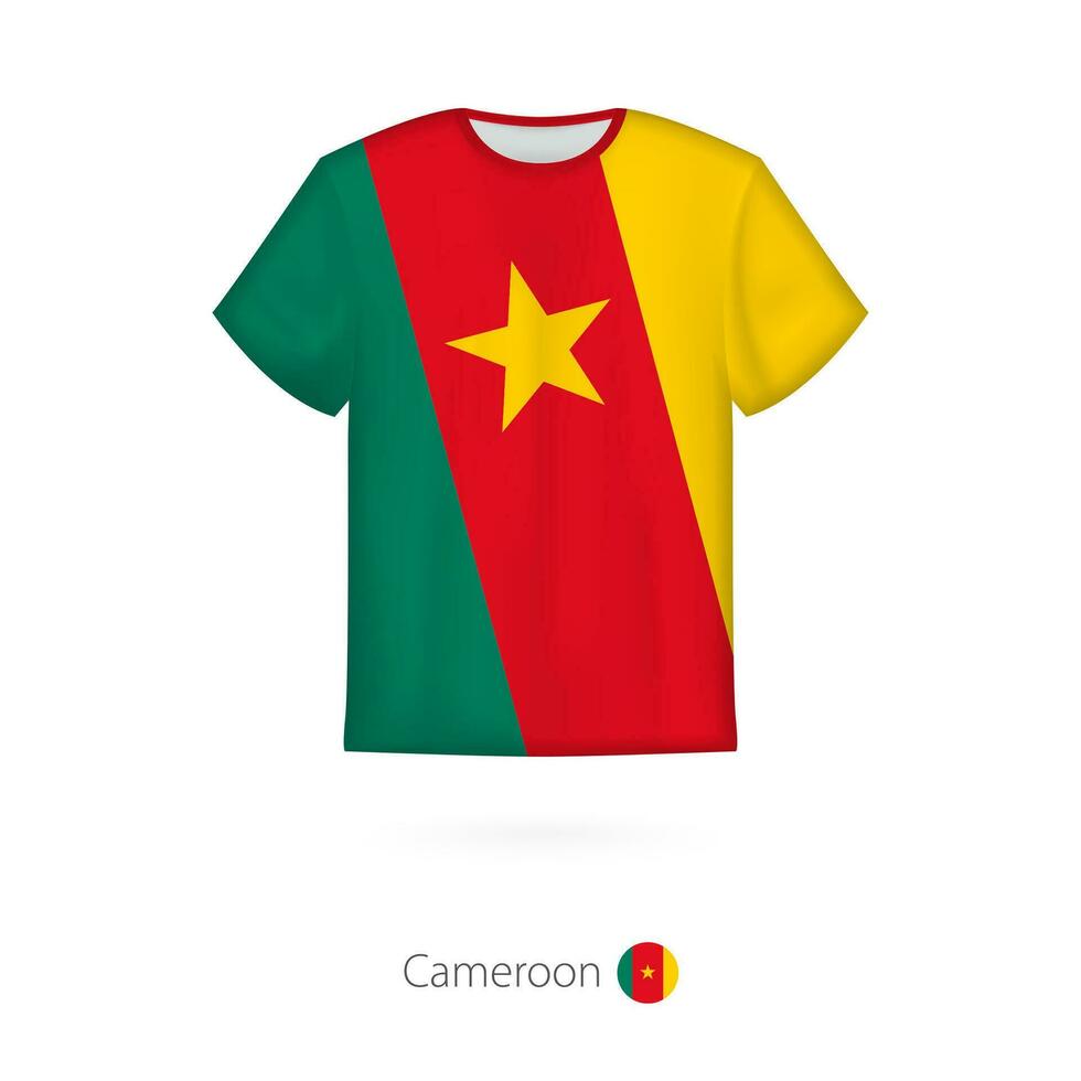 T-shirt design with flag of Cameroon. vector