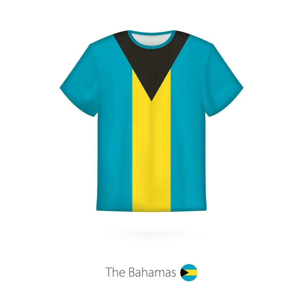 T-shirt design with flag of The Bahamas. vector