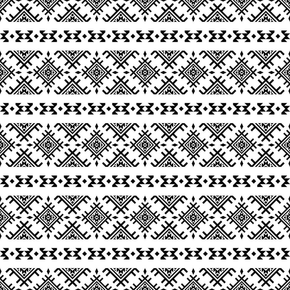 Seamless stripe pattern with unique contemporary ethnic texture. Aztec and Navajo tribal style. Black and white colors. Design fabric, textile, embroidery, print, weaving, interior, background. vector