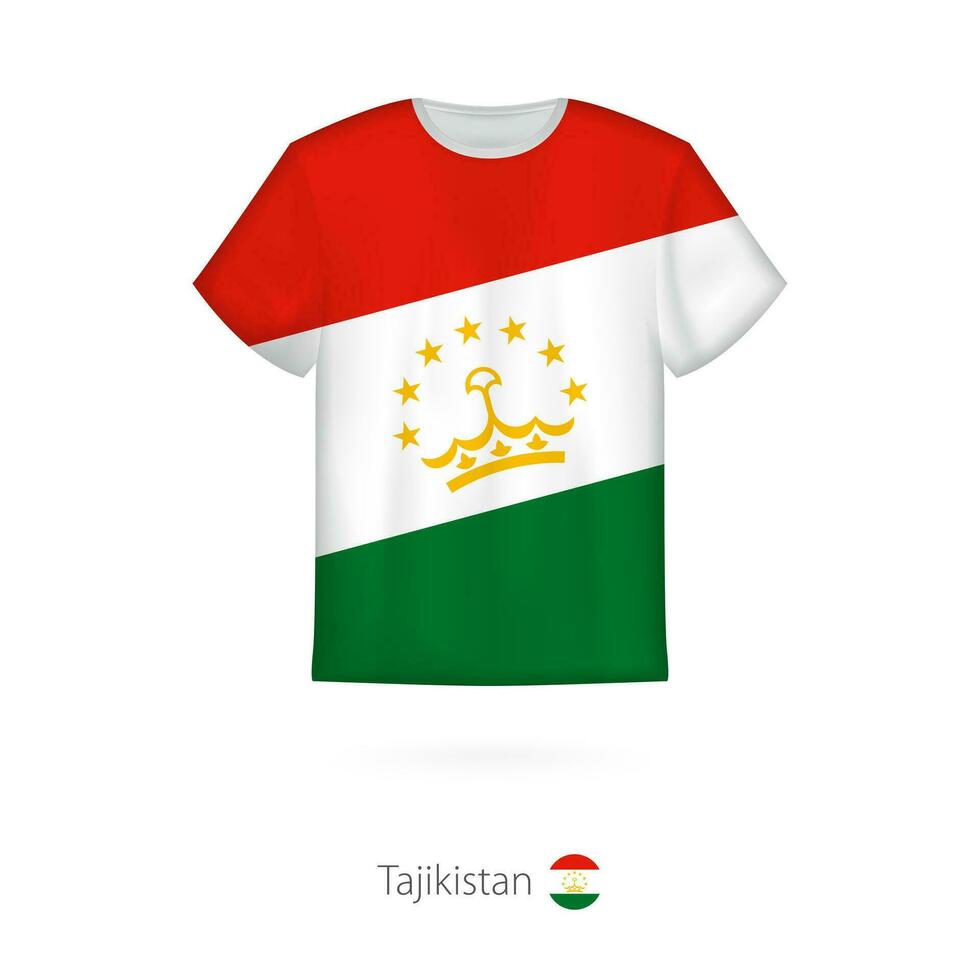 T-shirt design with flag of Tajikistan. vector