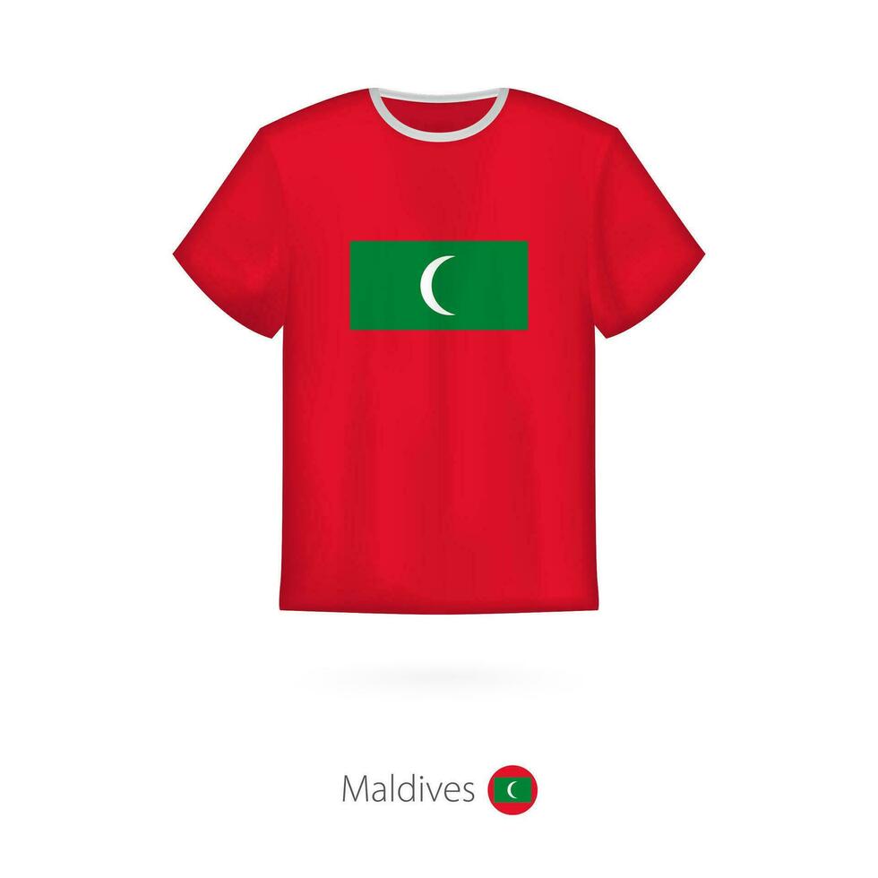 T-shirt design with flag of Maldives. vector