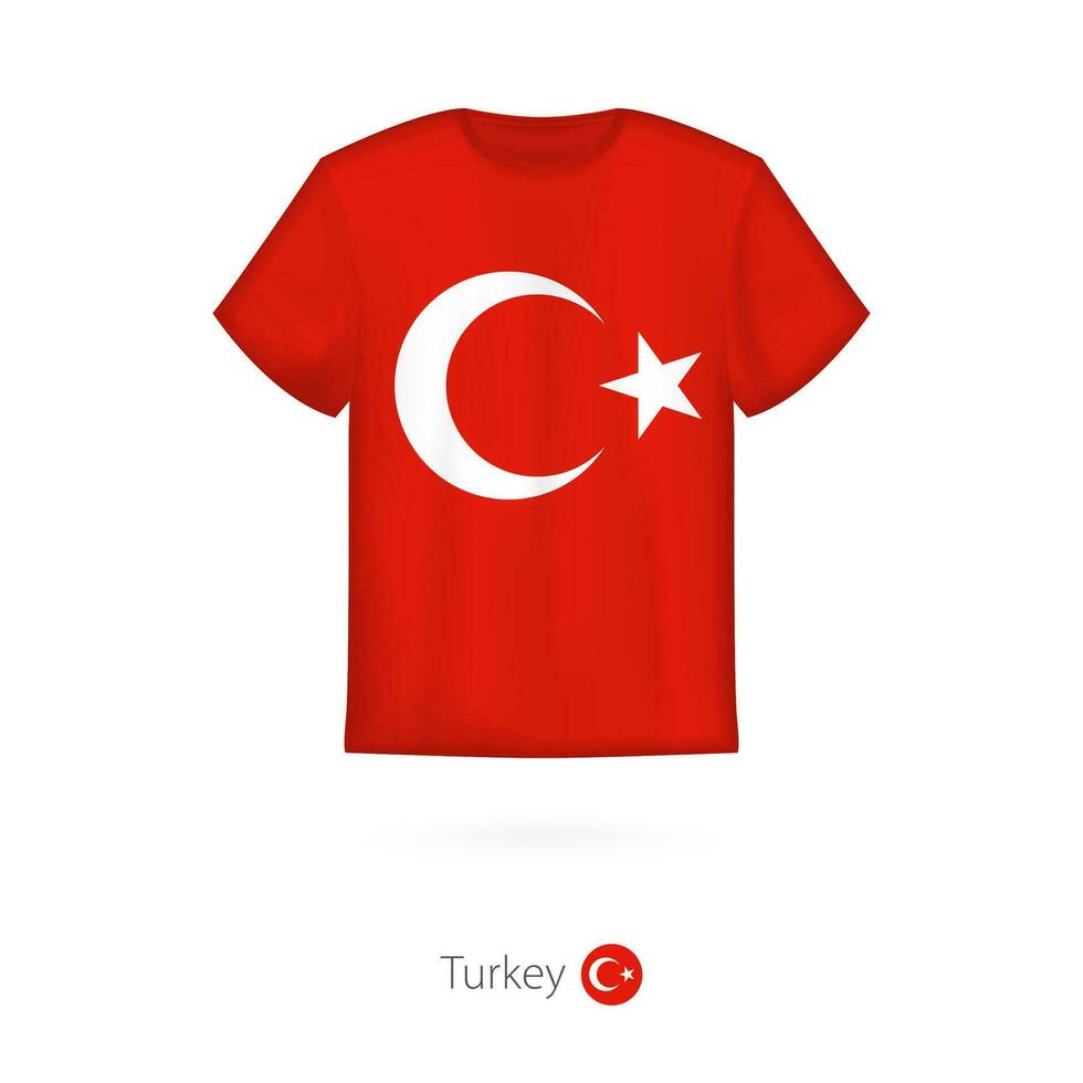 T-shirt design with flag of Turkey. vector