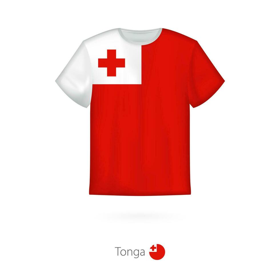 T-shirt design with flag of Tonga. vector