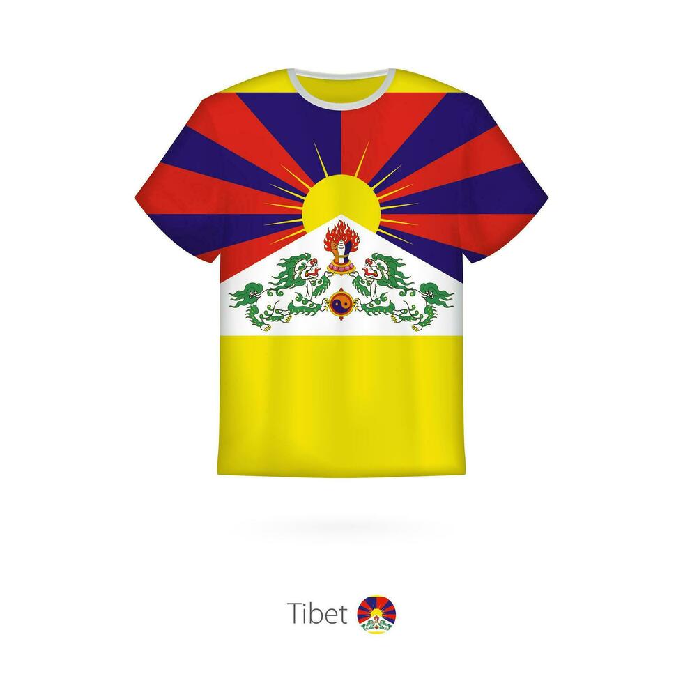 camiseta diseño con bandera de Tíbet. vector