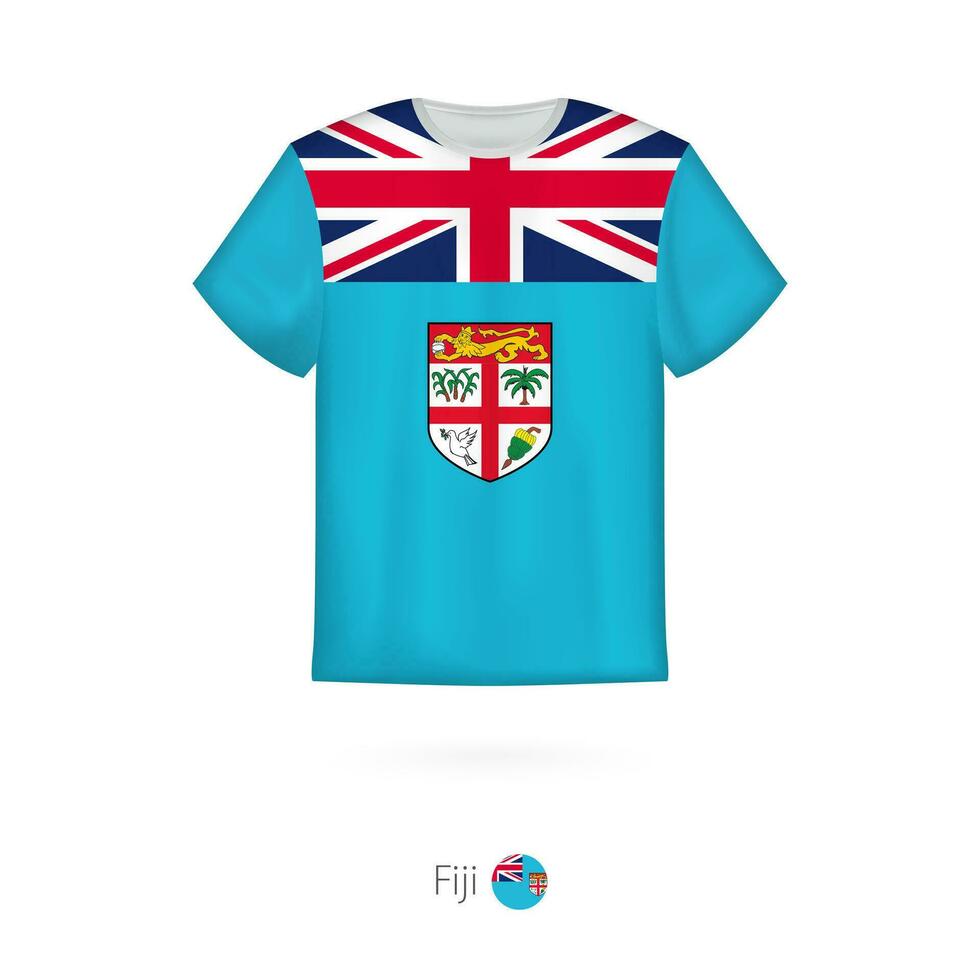 T-shirt design with flag of Fiji. vector