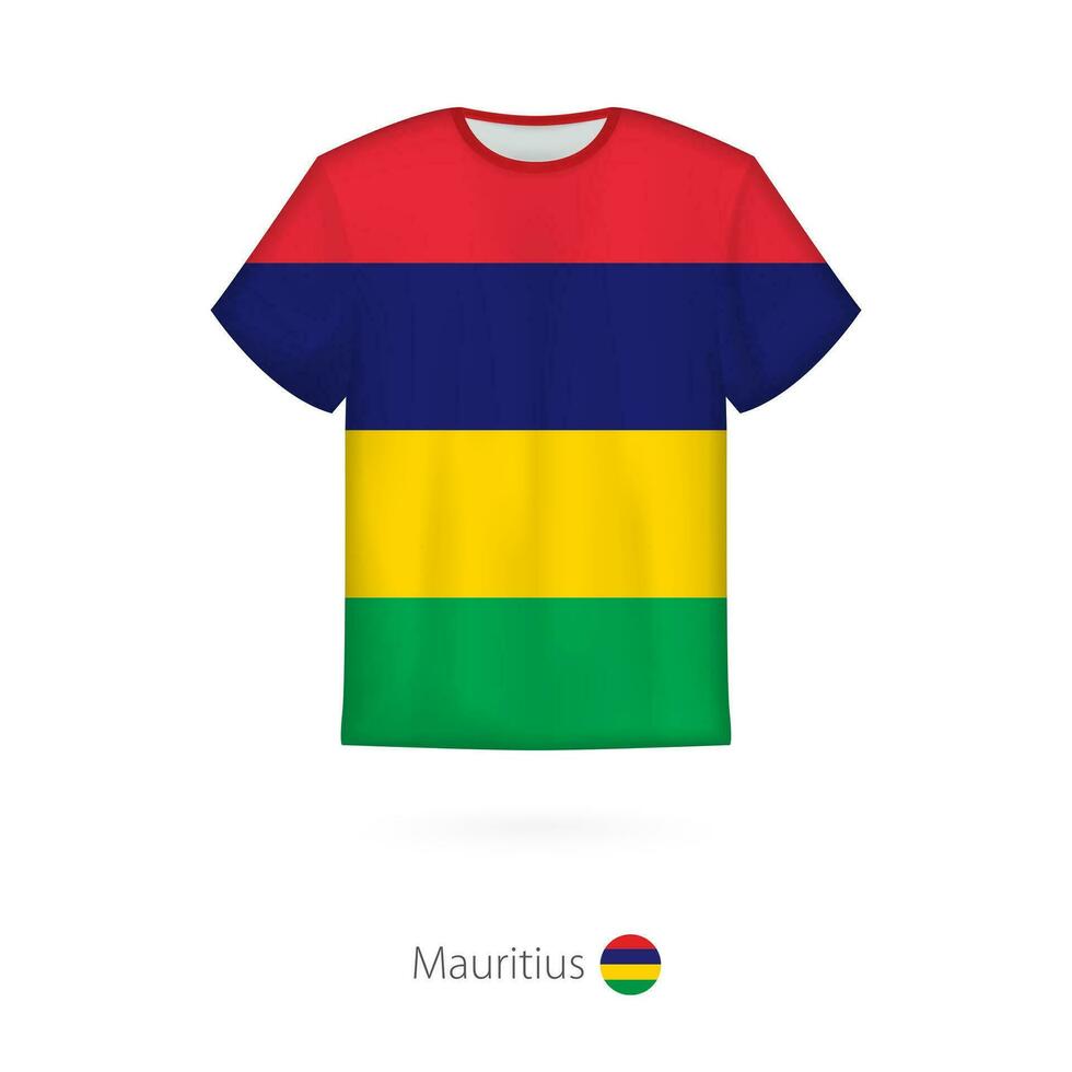 T-shirt design with flag of Mauritius vector