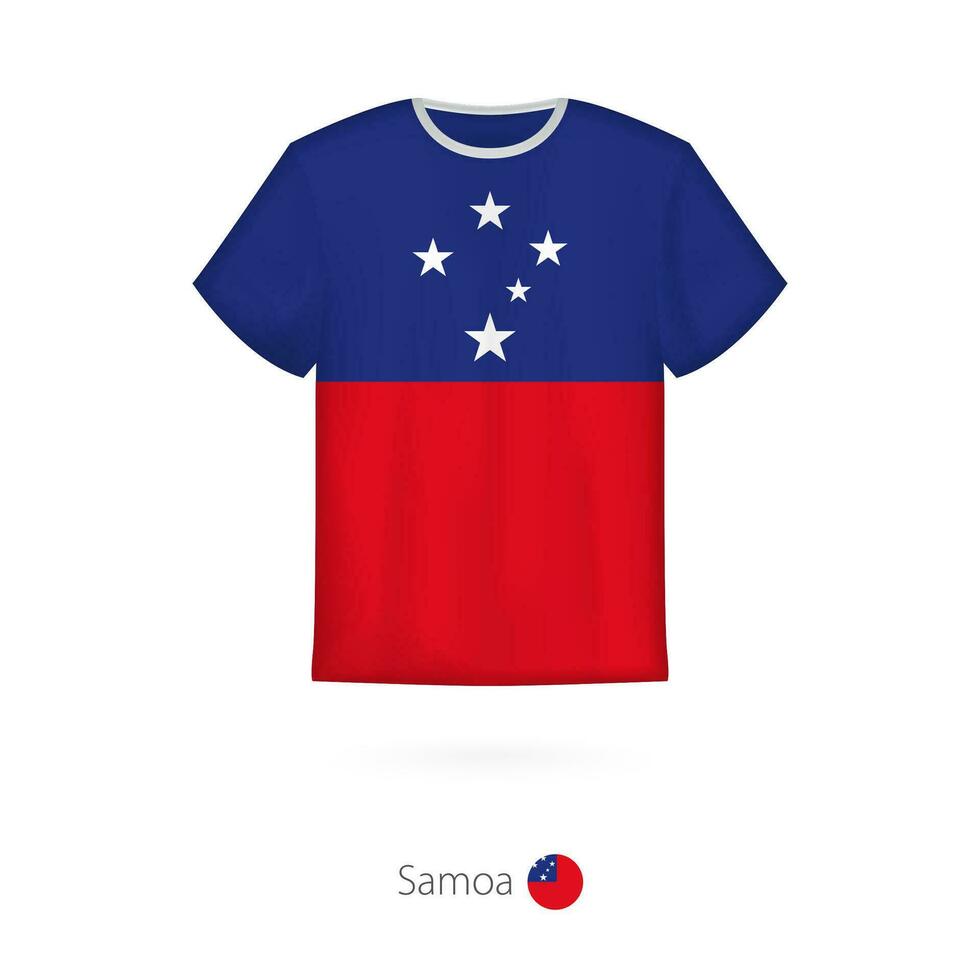 T-shirt design with flag of Samoa. vector