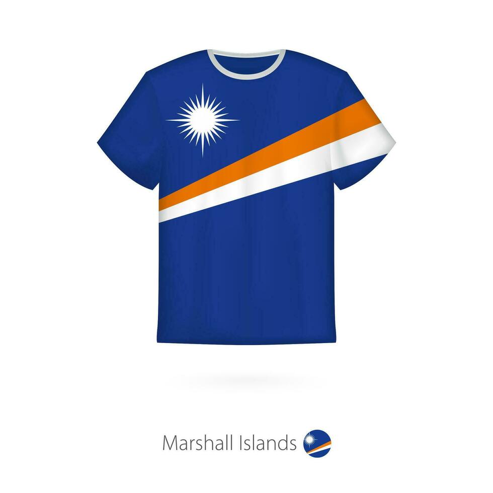 T-shirt design with flag of Marshall Islands. vector