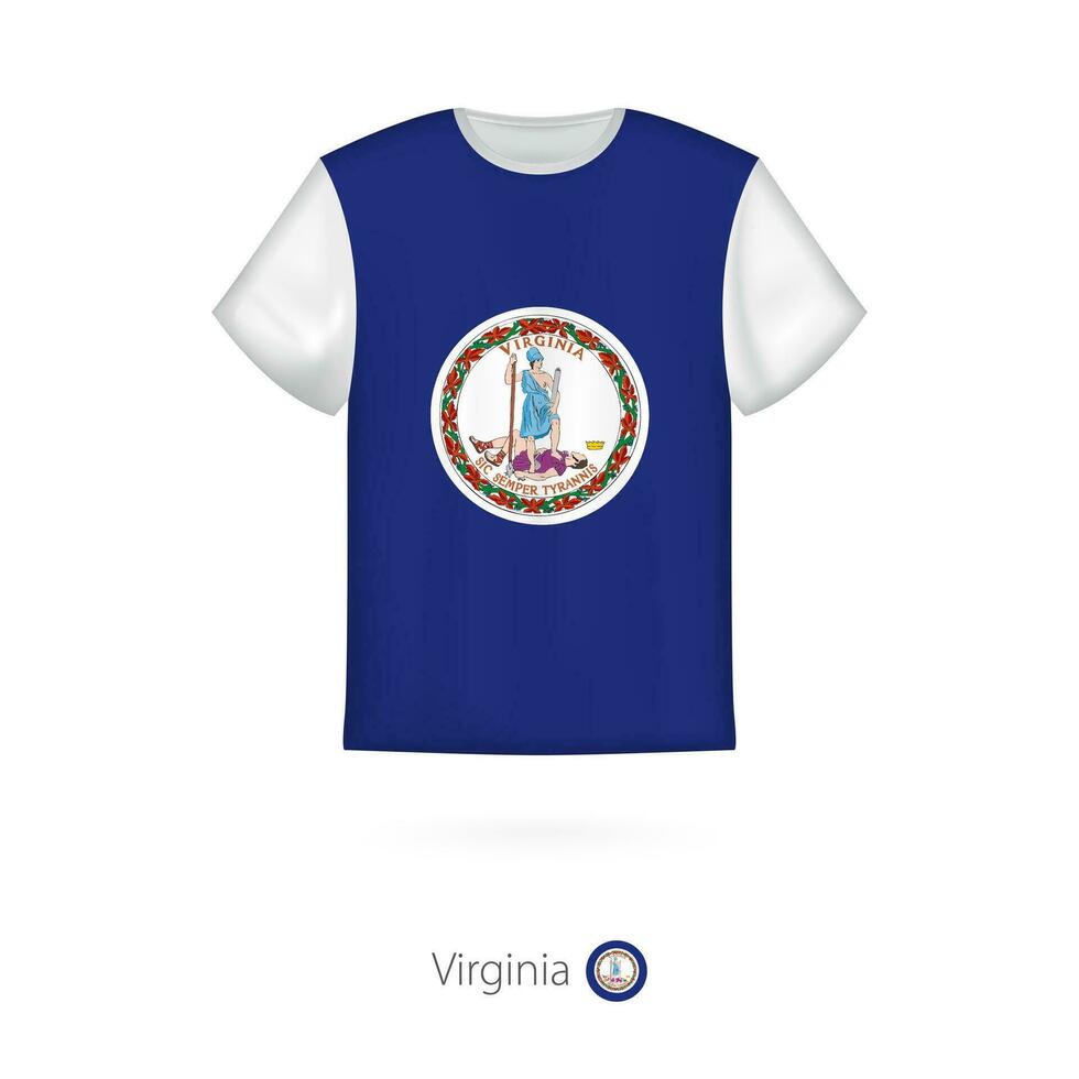 T-shirt design with flag of Virginia U.S. state. vector
