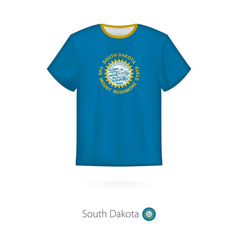 T-shirt design with flag of South Dakota U.S. state. vector