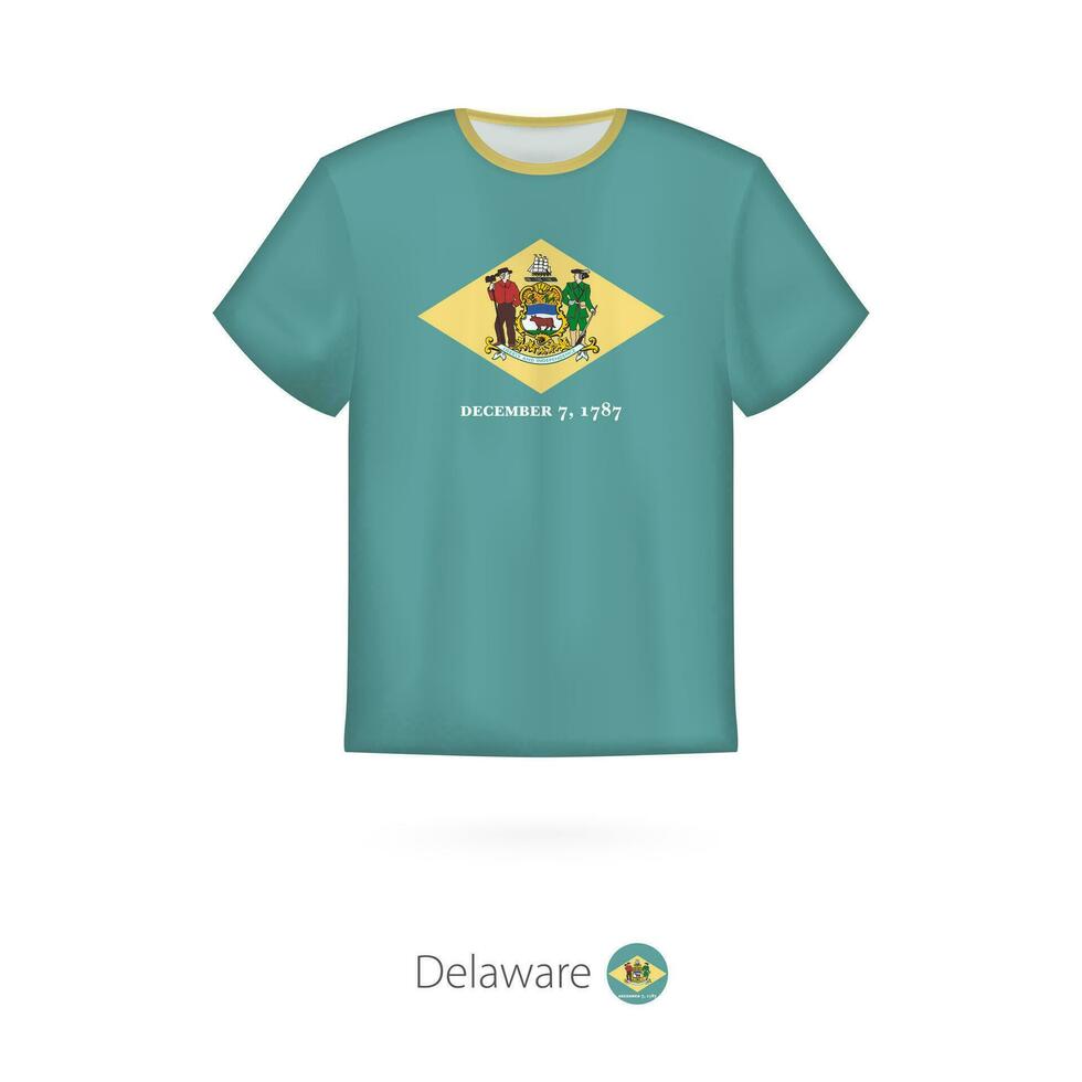 camiseta diseño con bandera de Delaware nos estado. vector
