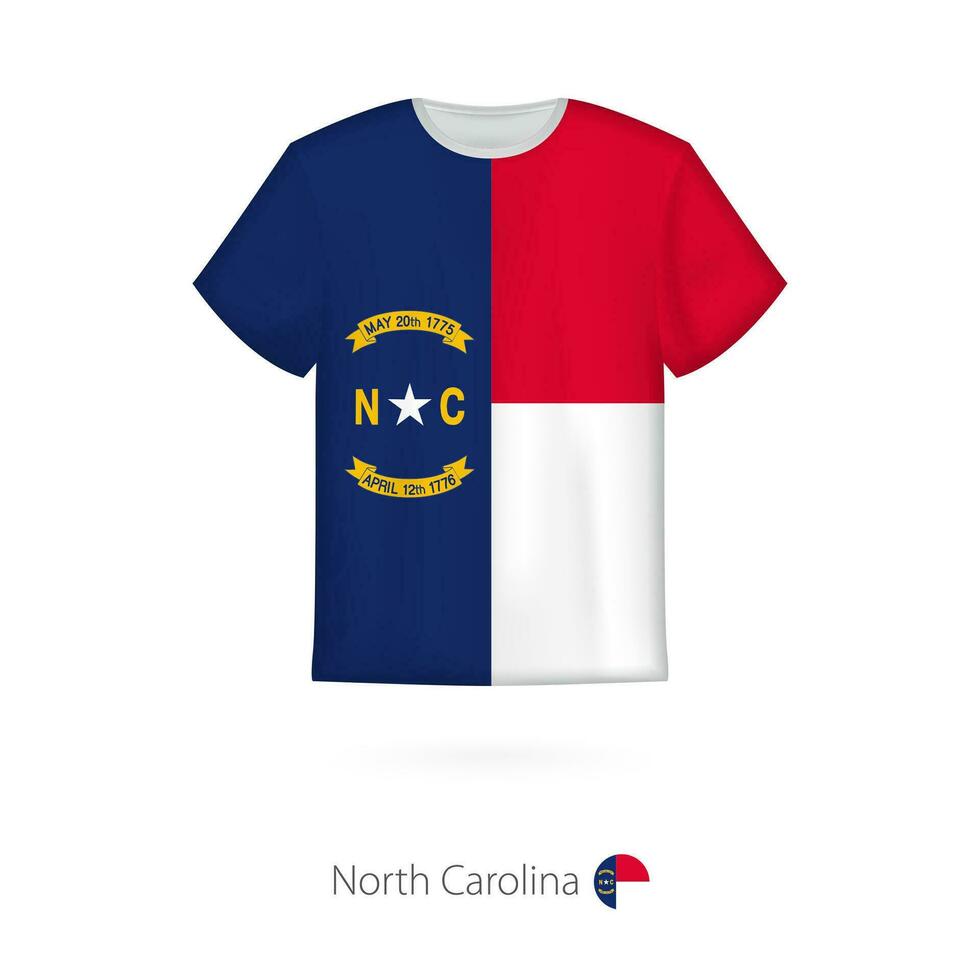 T-shirt design with flag of North Carolina U.S. state. vector