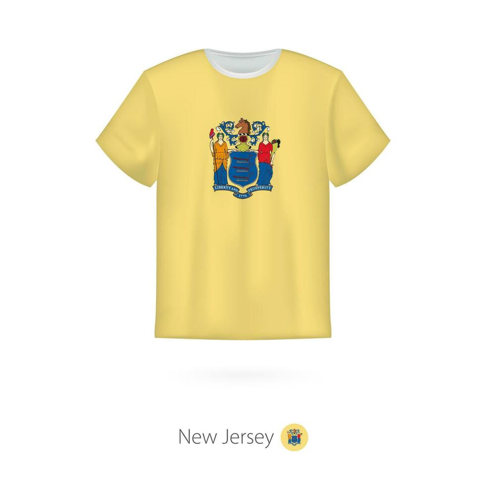T-shirt design with flag of New Jersey U.S. state. vector