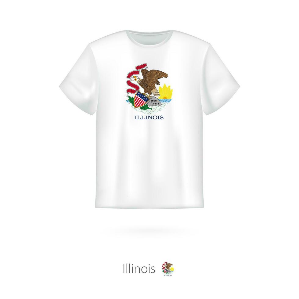 T-shirt design with flag of Illinois U.S. state. vector