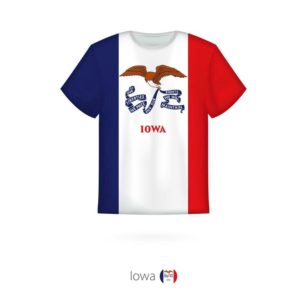 T-shirt design with flag of Iowa U.S. state. vector