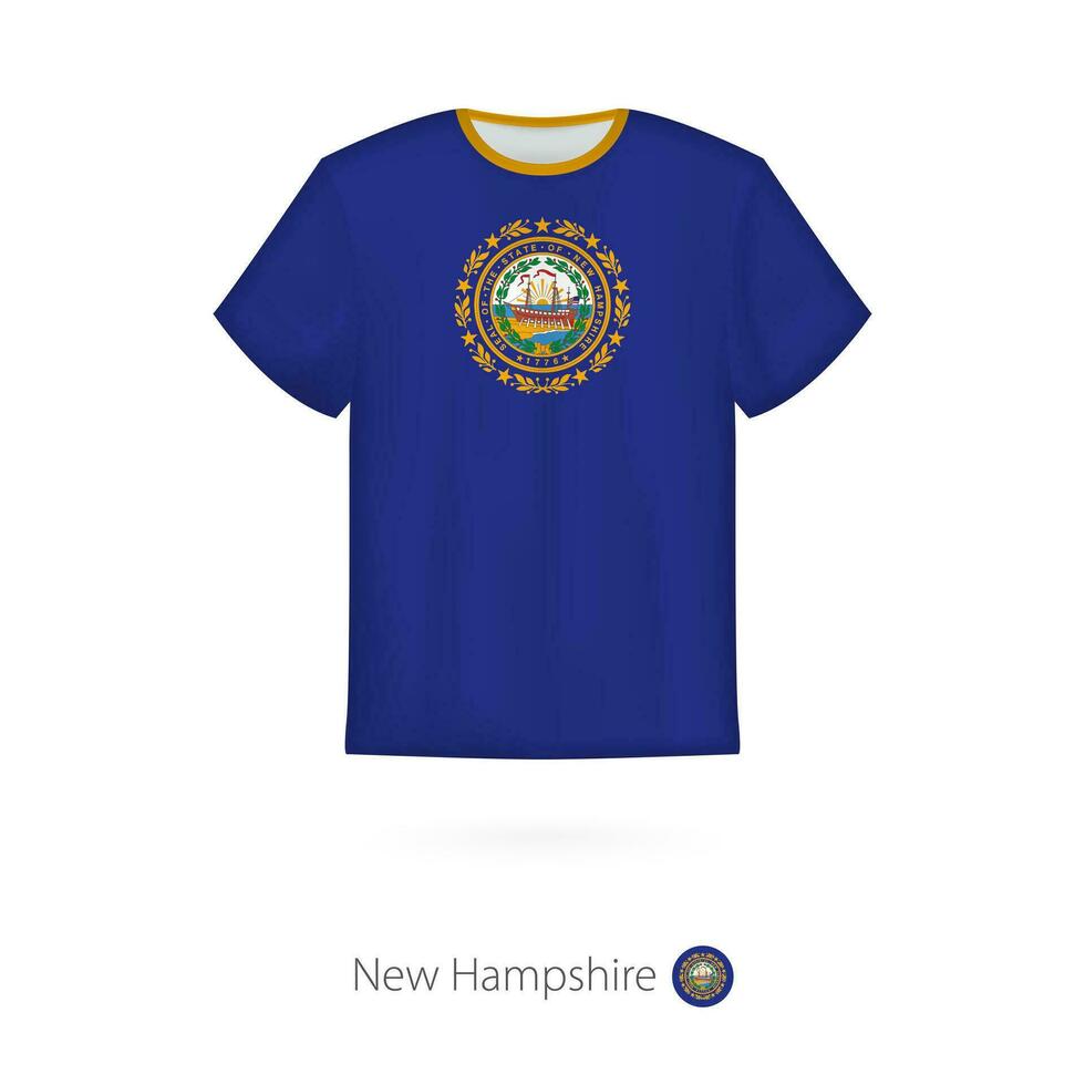 T-shirt design with flag of New Hampshire U.S. state. vector