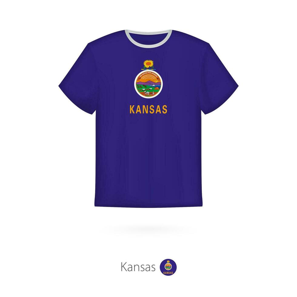 T-shirt design with flag of Kansas U.S. state. vector