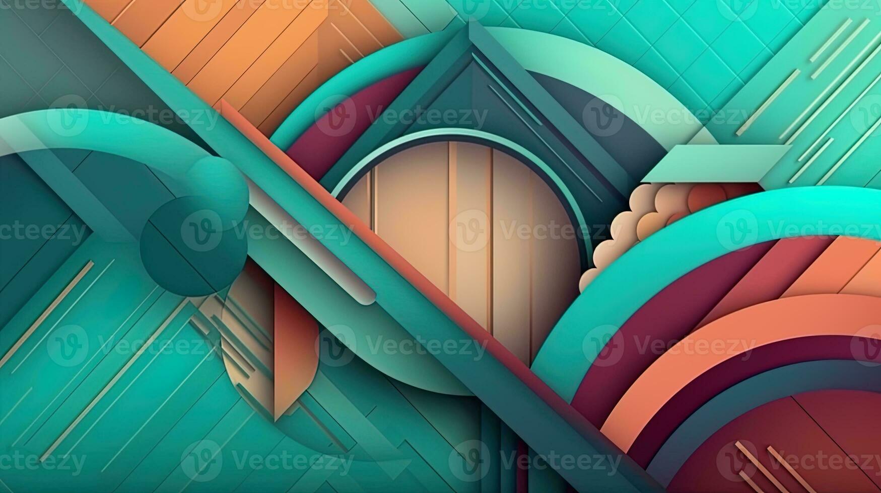 Abstract geometric paper cut 3D texture banner pastel background. photo