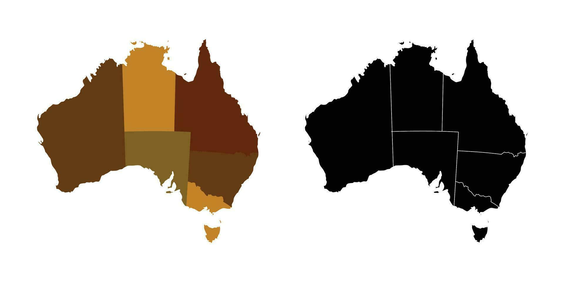 Australian vector silhouette map white background