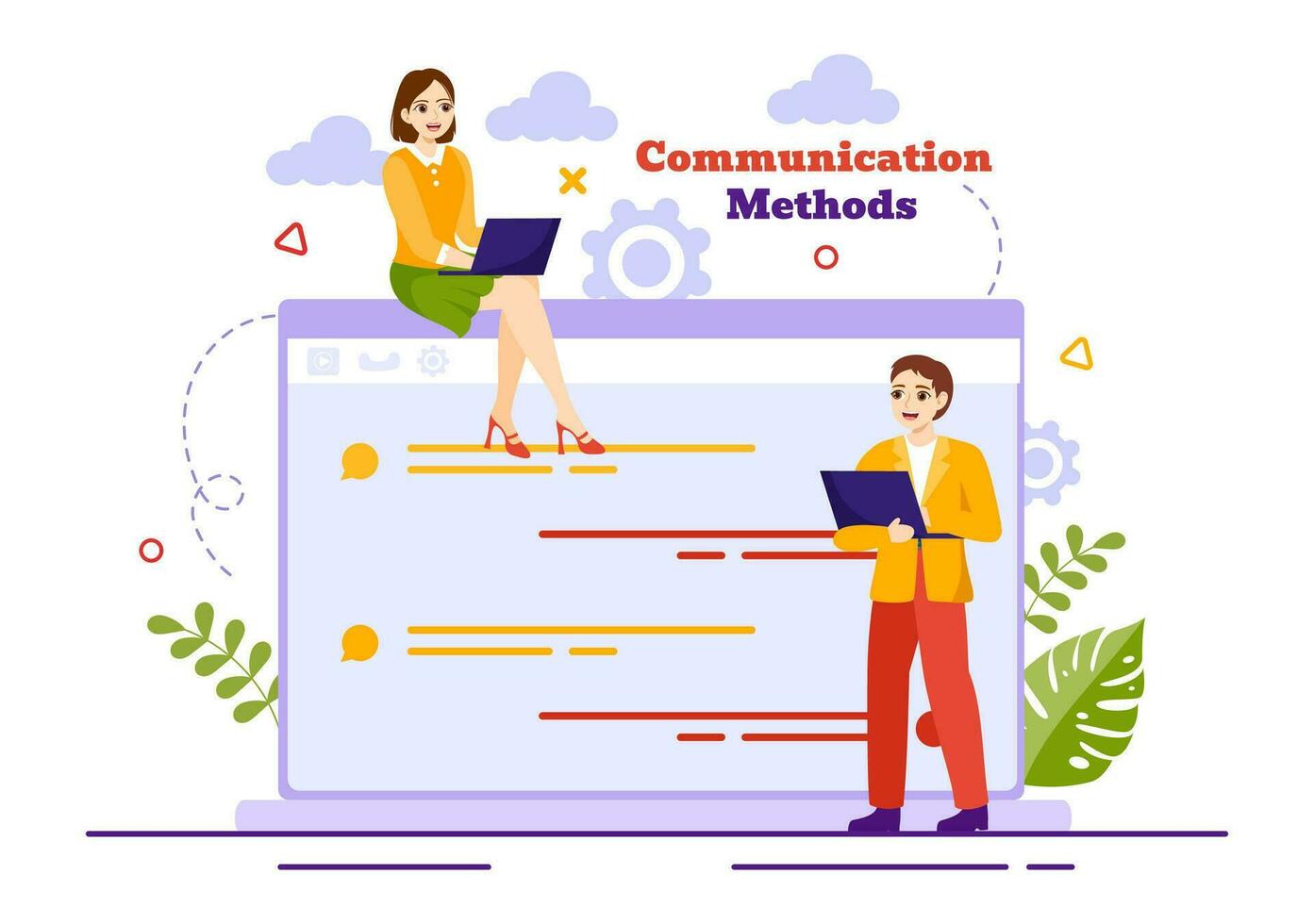 Communication Methods Vector Illustration with Team Referral Marketing, Project Management, Social Networks and Public Relations in Flat Background