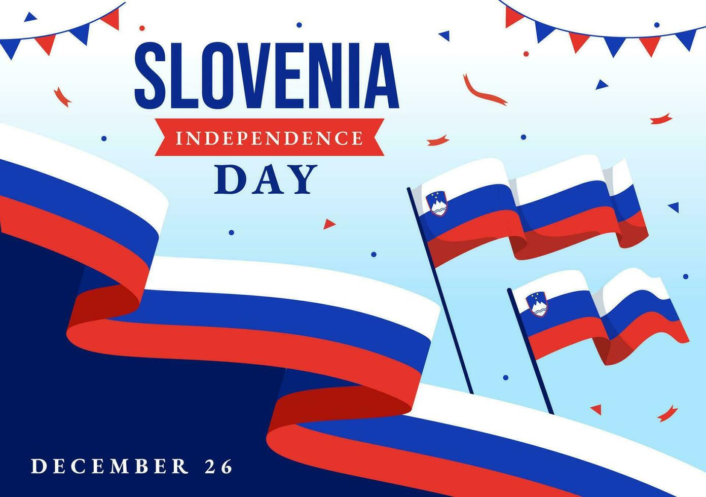 Slovenia Independence Day Vector Illustration on 26 December with Waving Flag Background Design in National Unity Holiday Celebration Flat Cartoon