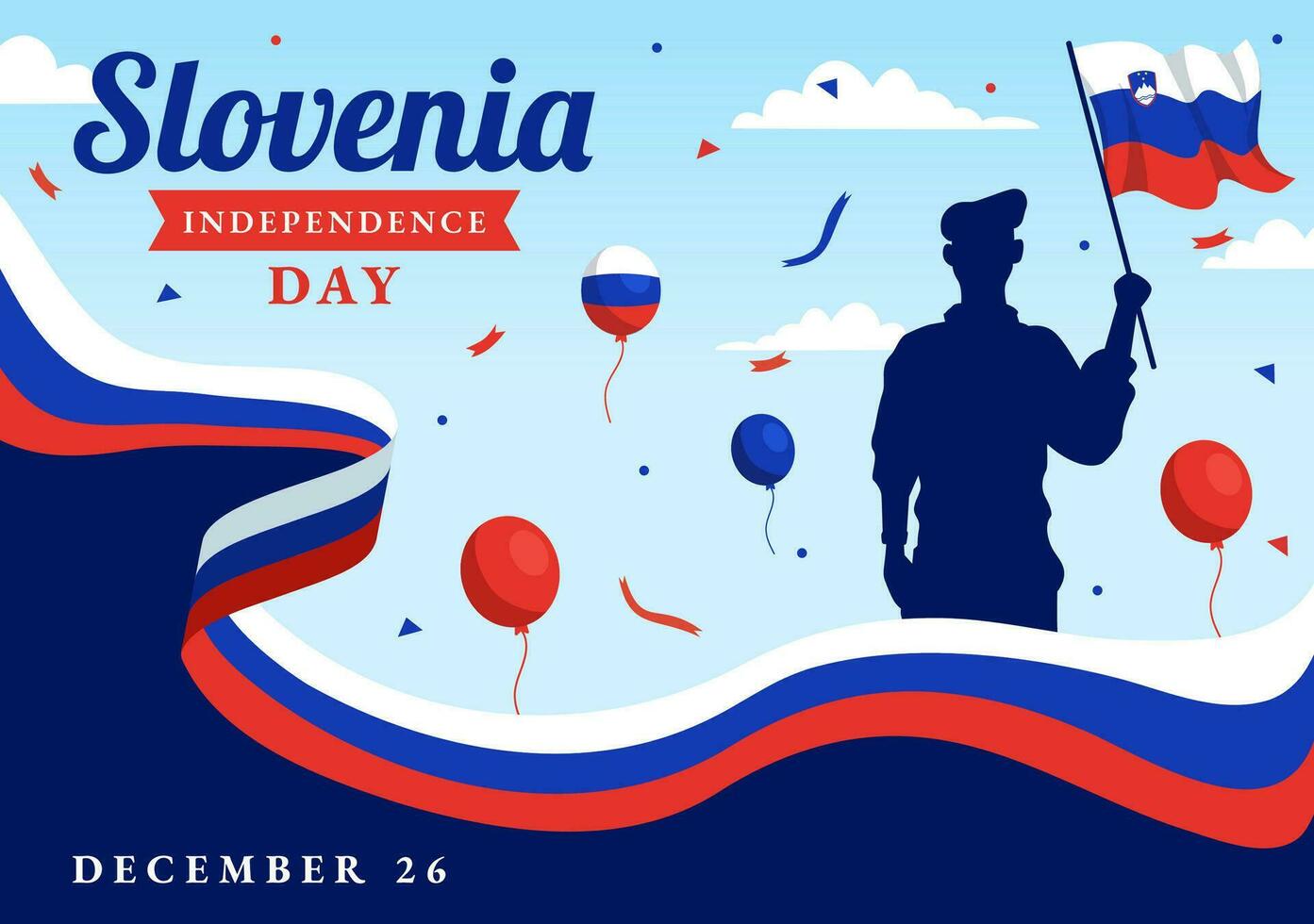 Eslovenia independencia día vector ilustración en 26 diciembre con ondulación bandera antecedentes diseño en nacional unidad fiesta celebracion plano dibujos animados