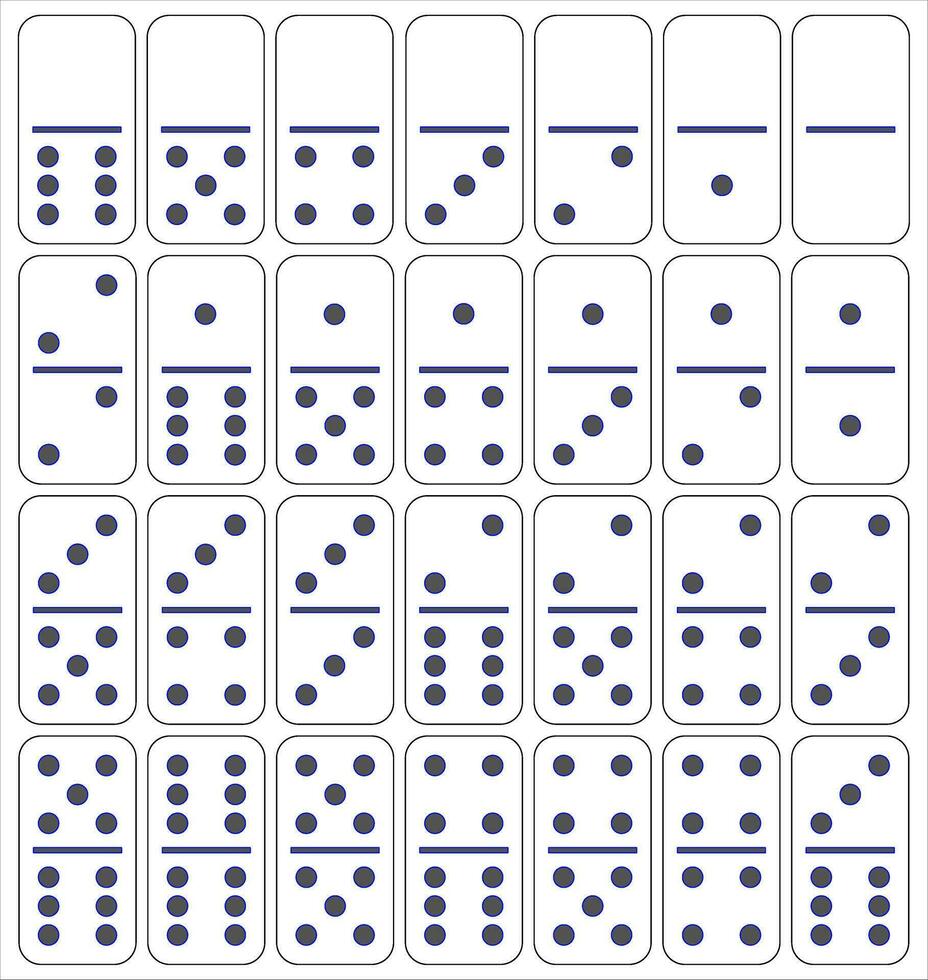 Domino set of 28 tiles Cnc. laser cut Vector illustration.