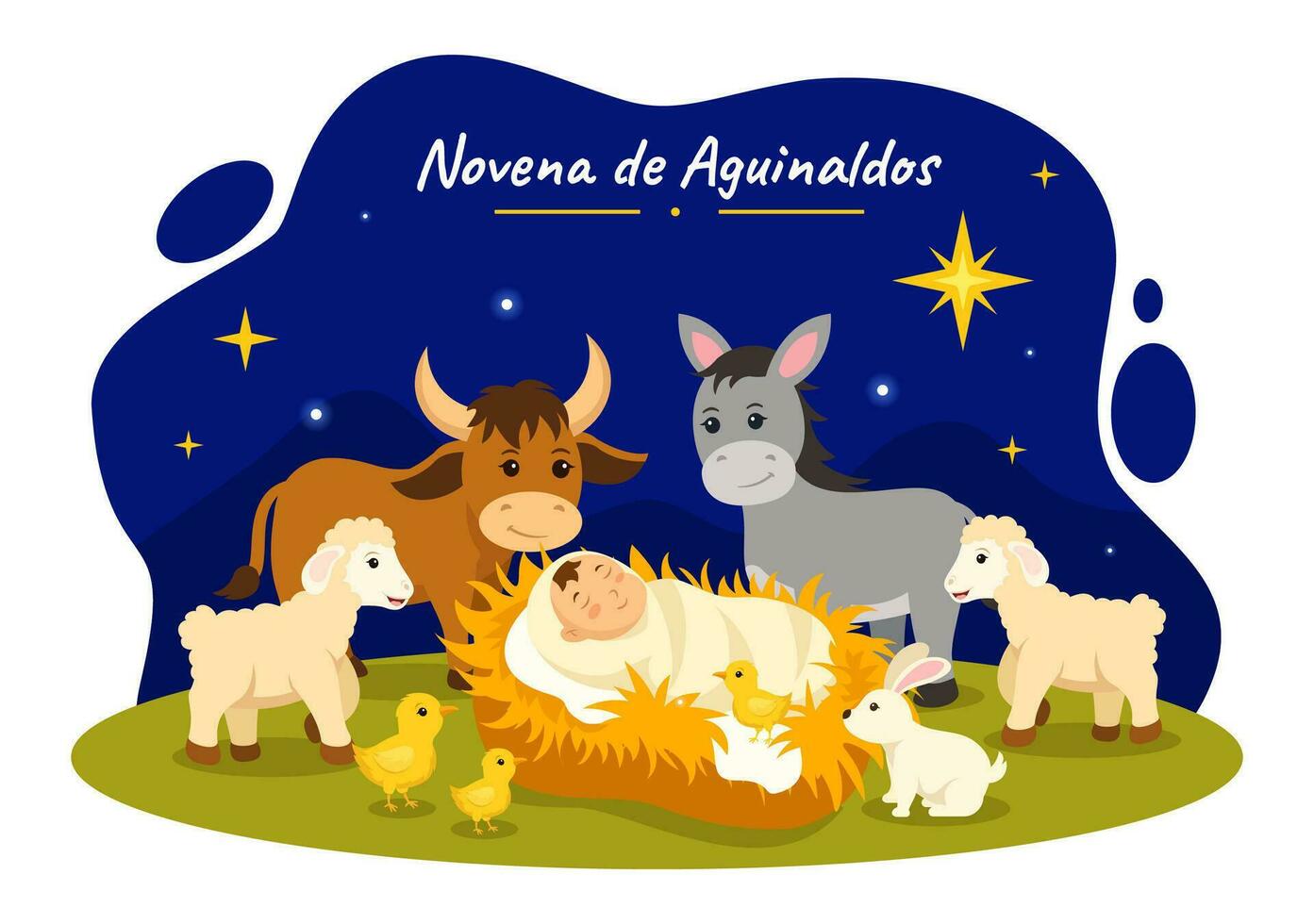 novena Delaware aguinaldo vector ilustración con fiesta tradicion para familias a obtener juntos a Navidad en plano dibujos animados antecedentes diseño