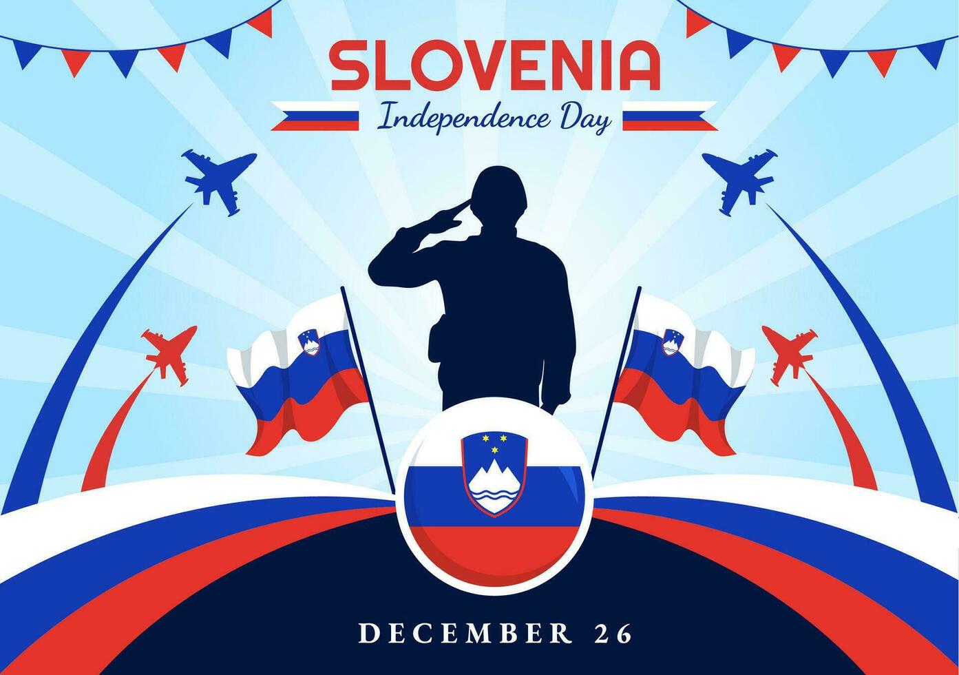 Eslovenia independencia día vector ilustración en 26 diciembre con ondulación bandera antecedentes diseño en nacional unidad fiesta celebracion plano dibujos animados