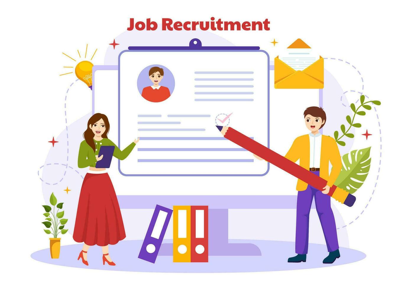 Job Recruitment or We are Hiring Vector Illustration with Candidates Giving CV to Interview Business to Become an Employee in Flat Cartoon Background