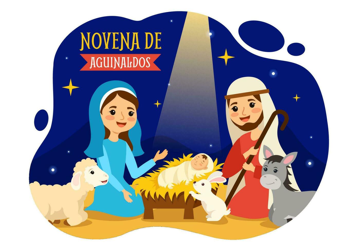 Novena De Aguinaldos Vector Illustration with Holiday Tradition for Families to Get Together at Christmas in Flat Cartoon Background Design