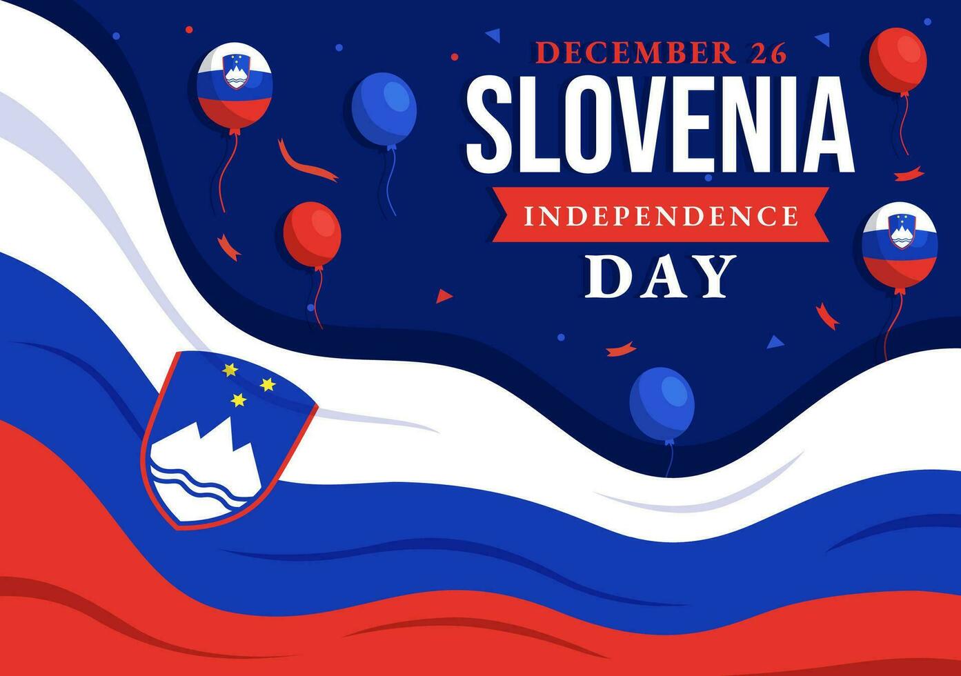 Slovenia Independence Day Vector Illustration on 26 December with Waving Flag Background Design in National Unity Holiday Celebration Flat Cartoon
