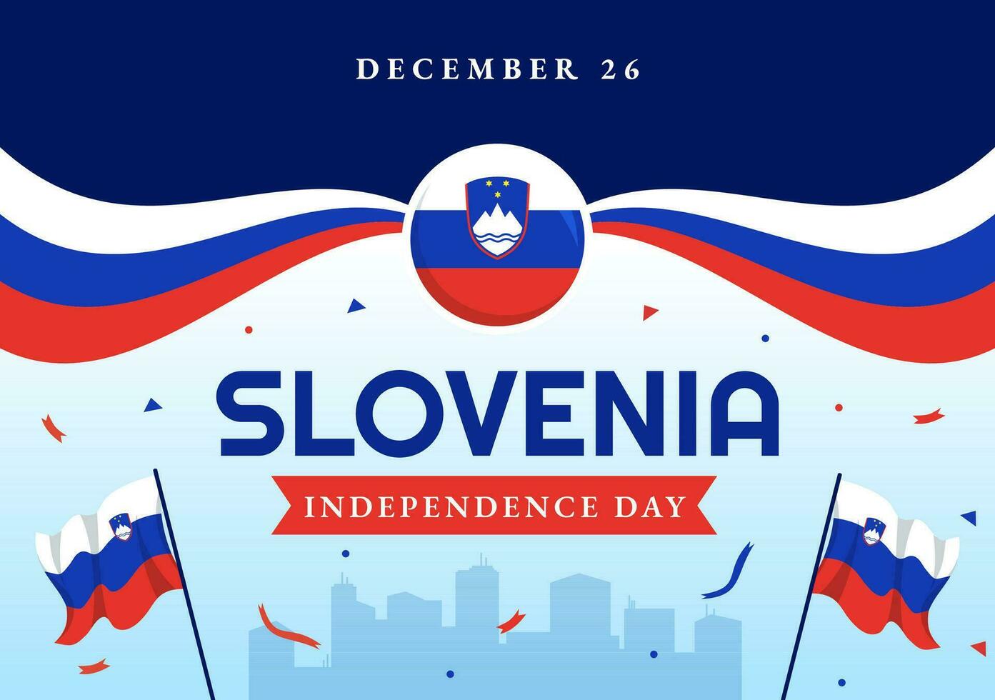 Slovenia Independence Day Vector Illustration on 26 December with Waving Flag Background Design in National Unity Holiday Celebration Flat Cartoon