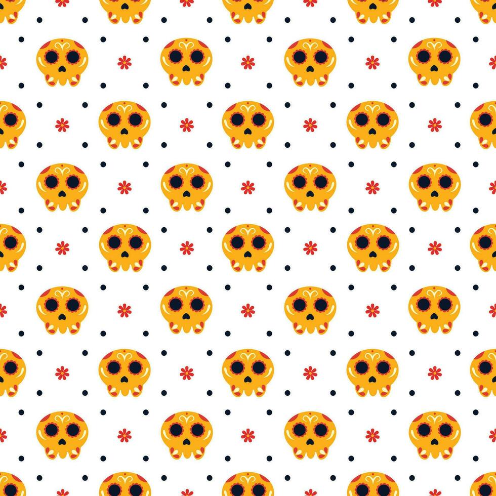 Dia de Muertos Seamless Pattern Illustration with Day of the Dead and Skeleton Element in Mexican Design vector