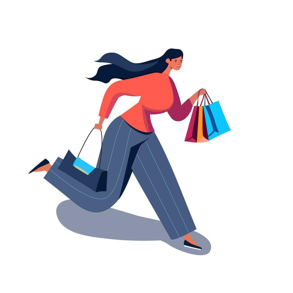 Woman shopping isolated vector