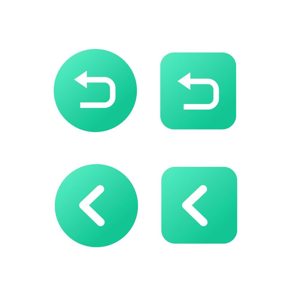 Back button Icon user for User Interface, UI-UX, green circle buton for app vector