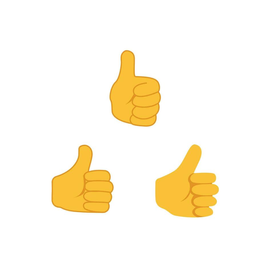 Yellow thumb up icon vector. Finger up symbol vector