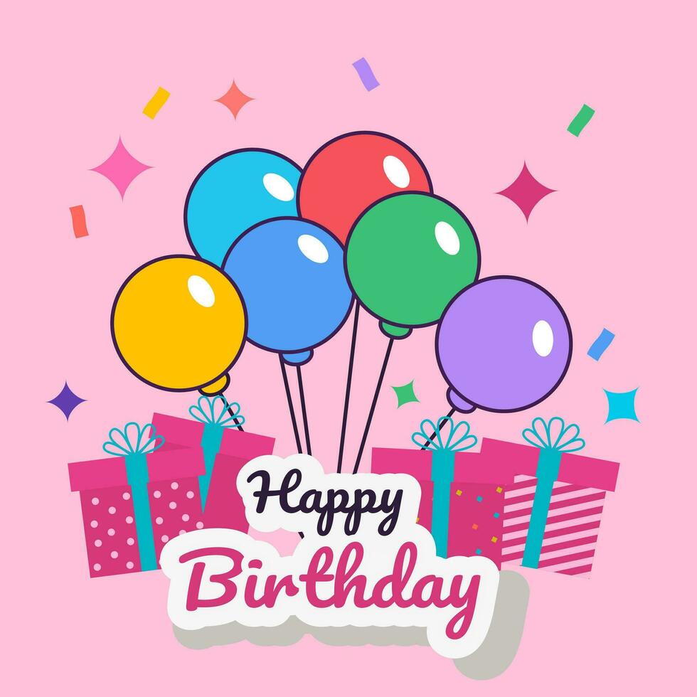 Happy Birthday. Beautiful greeting card poster with happy birthday text vector