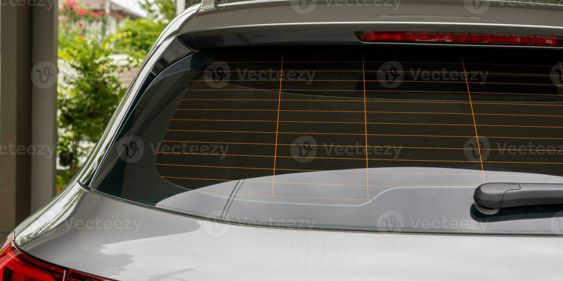 espalda ver de gris coche ventana para pegatina Bosquejo foto