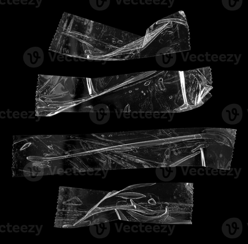adhesive plastic tape set isolated on black background photo