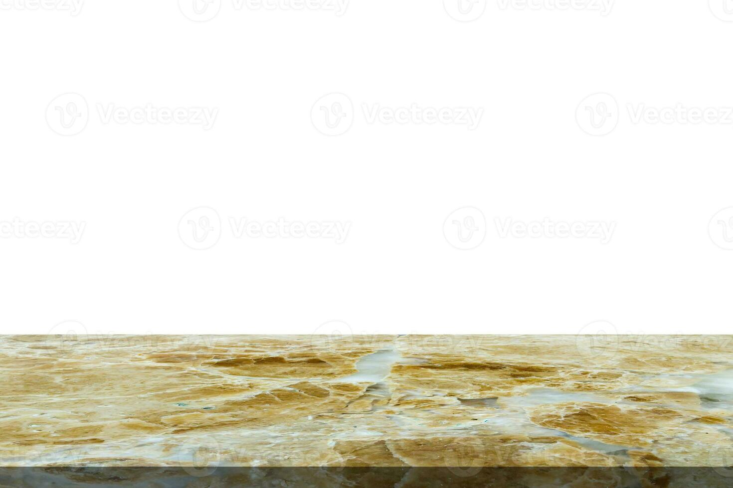 Brown marble stone table top isolated on white background for product display photo