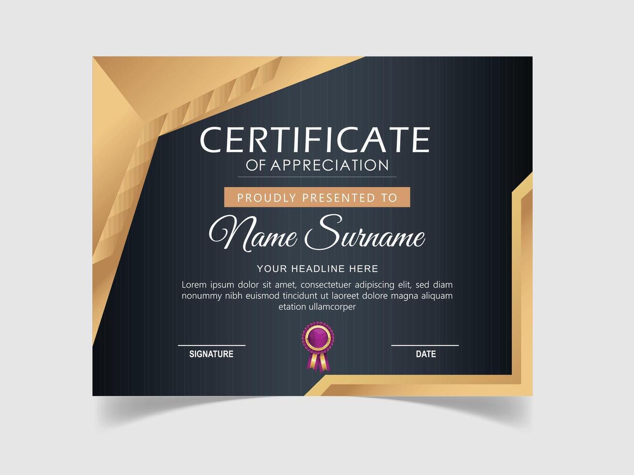 Vector modern certificate of achievement and appreciation template design