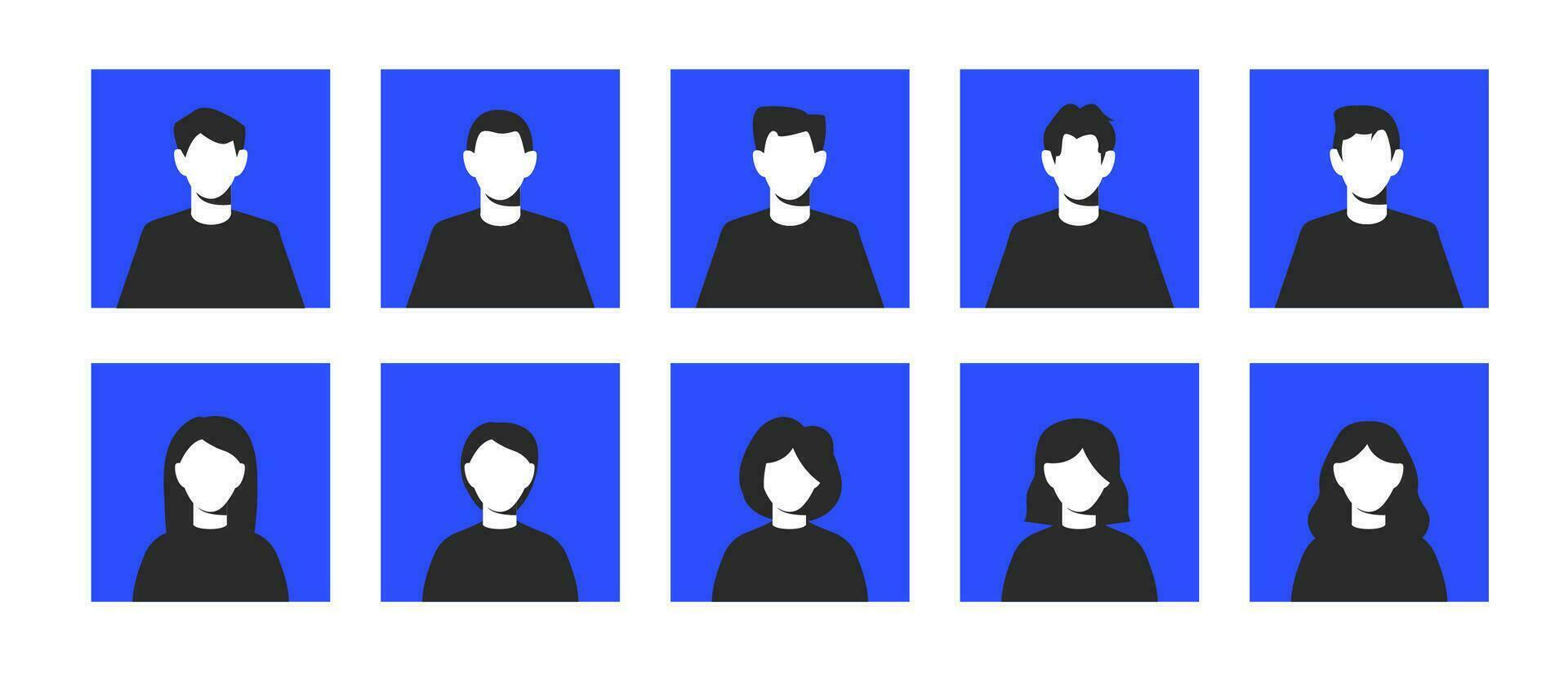 Collage of portraits and faces of young man and woman , good use for userpic and profile picture. Diversity concept vector