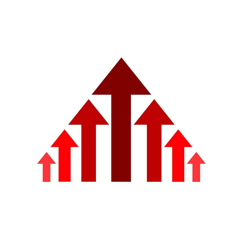 Red arrow set, arrow growth stock vector