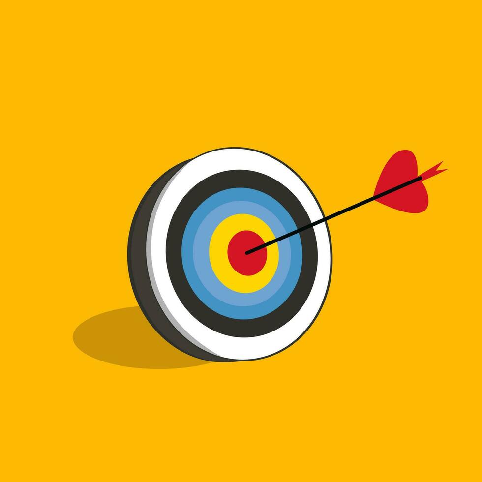 Arrow hitting target, dart in Target, business success concept vector