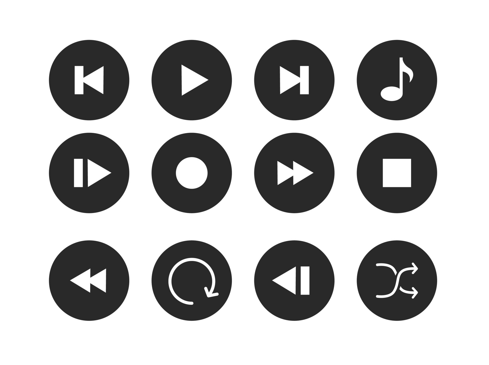 Music player buttons set, icon media music player in vector. modern
