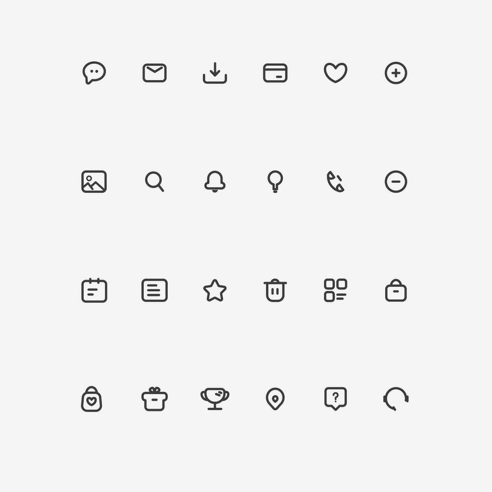 Set of 24 Business icons. Web icons. Business and Finance web icons in line style. Chat, search, mail, card, news, award, mall, notice icons for web vector